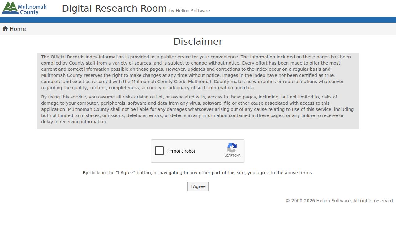 Oregon previous residents deed search showing MultcoRecords document and party search fields