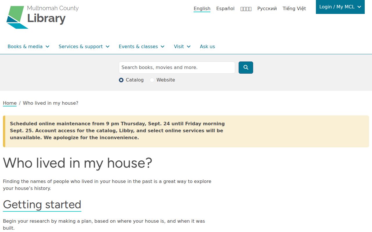 Oregon previous residents house-history research guide from Multnomah County Library